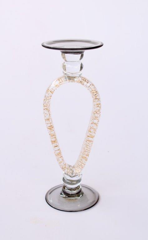 Gold Glitter & Clear Glass Candle Stick